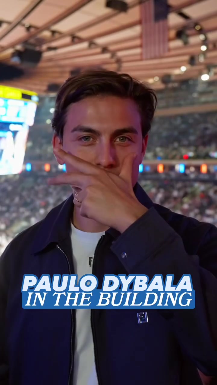 谈球吧(中国)官方网站迪巴拉看NBA了！纽约尼克斯社媒晒现场视频：迪巴拉标志庆祝动作